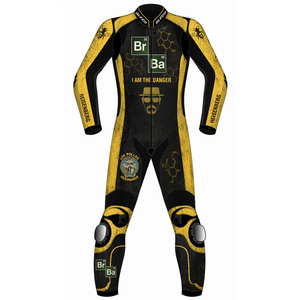 Combinaison de course moto Breaking Bad Heisenberg en cuir de vachette/crocodile, une pièce, avec protections CE OEM - Product Image 1