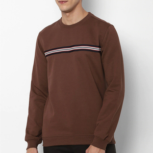 เสื้อสเวตเชิ้ตคอกลมสีน้ำตาลสำหรับผู้ชาย ทรงปกติ ผ้าฝ้ายถัก ลายทาง สวมใส่สบายๆ สำหรับฤดูใบไม้ร่วง แขนยาว - Product Image 6