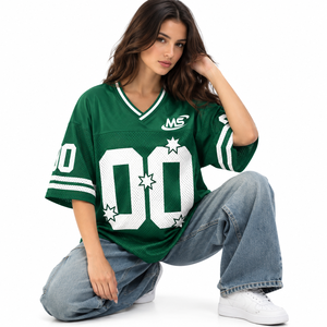 Camiseta deportiva de malla personalizada OME, cuello en V, manga corta, corte holgado, con gráfico de estrella y número, estilo urbano Y2K, ¡en oferta! - Product Image 2