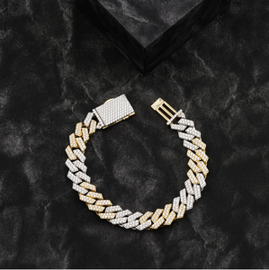 สร้อยข้อมือแบบ Cuban Link ทองคำแท้ 18K ประดับเพชร ดีไซน์เรขาคณิต สไตล์ฮิปฮอป สำหรับทุกเพศทุกวัย รับรองโดย IGI เหมาะเป็นของขวัญสำหรับวันหมั้นหรือวันครบรอบ - Product Image 1