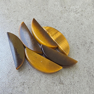 AAA Grade Natural Yellow Tiger Eye Cabochon Half <b>Moon</b> Shape Flat Back Calibrated Gemstone All Sizes Available - Product Image 1