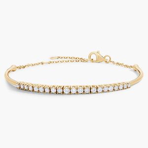กำไลข้อมือแบบโซ่ครึ่งวงกลมทองคำ 14K ประดับเพชรเพาะเลี้ยงทรงกลม - Product Image 1