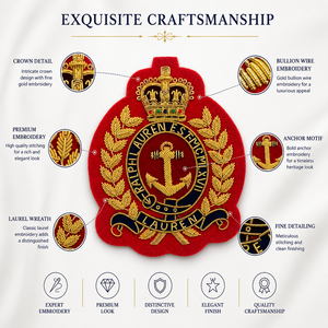Premium Embroidered Crown Anchor Crest Patch Gold Thread Badge for Uniform Apparel Fashion Accessories - Product Image 6