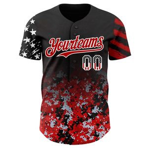 Camiseta de Béisbol Personalizada con Cuello en V, Diseño de Camuflaje Blanco-Oliva con Degradado de Estrellas y Rayas Digitales, Bandera de EE. UU. en Negro, Auténtica, 100% Poliéster - Product Image 5