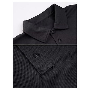Polo Negro para Hombre, Manga Corta, Casual, Liso, Tejido Transpirable, Logotipo Personalizado, OEM, ODM Disponible - Product Image 2