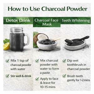 Carbón Activado de Cáscara de Coco Premium WARRLY, Extracto Herbal Natural de Grado Alimenticio 99%, en Botella - Product Image 6