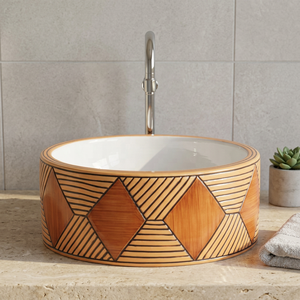 Vistaar Modern Square White Printed Ceramic <b>Table</b> Top Art Wash Basin For Bathroom - Product Image 3