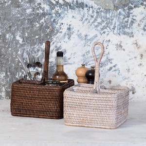 Dernier modèle Couverts en rotin Couverts Ustensiles Caddy Osier Compartiment Plateau Maison Cuisine Rangement Organisateur - Product Image 5