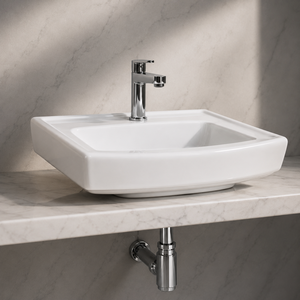 Lavabo Ovalado Moderno LORAS, de Pared, Pulido, Fácil de Limpiar, con 5 Años de Garantía, para Apartamentos, Casas de Campo, Hoteles, Escuelas, Hospitales y Baños - Product Image 5
