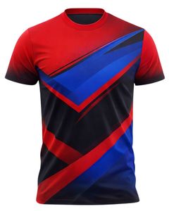 Camiseta Deportiva Personalizada para Hombre en Rojo, Azul y Negro, de Secado Rápido, Poliéster, con Estampado Personalizado, Manga Corta, para Gimnasio, Running y Entrenamiento - Product Image 1