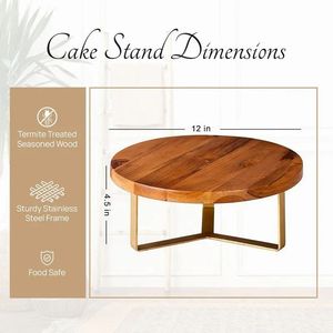 Soporte Redondo de Madera y Metal para Pasteles, Ecológico, Hecho a Mano, No Tóxico, Reutilizable, Rústico, Premium, para Exhibición de Postres - Product Image 2
