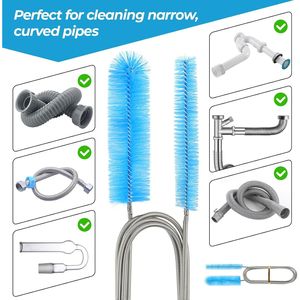 Heavy Duty 70.8 Inches Double-Headed <b>Drain</b> Cleaner <b>Brushes</b> 4 Pcs with Handles Flexible Straw Cleaning <b>Brush</b> - Product Image 4