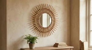 Stylish Sunburst Shape Bamboo And Rattan <b>Mirror</b> Ideal For Living Room Wall Decor For Eye Catching Boho Statement Look - Product Image 6