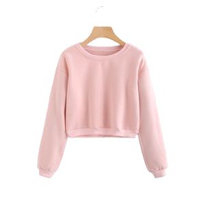 Personnalisé à la mode Vintage lavé 355G coton femmes sweat-shirt court à manches longues épaule sweat-shirts - Product Image 1