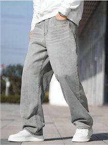 Pantalon cargo en jean délavé pour homme, taille mi-haute, coupe ample, en coton, style décontracté, pour le printemps - Product Image 2