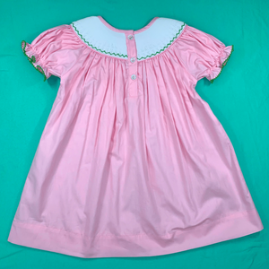 Robes décontractées respirantes en polyester et coton pour filles, pour la fête de Pâques, vêtements pour enfants smockés avec un design personnalisé de lapin. - Product Image 5