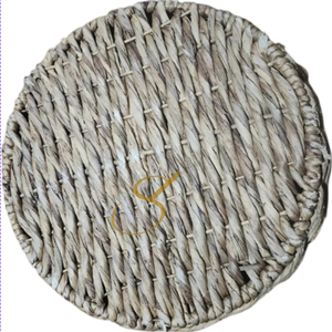 Vintage Natural Water Hyacinth Basket storage wire <b>framed</b> rope handle - Product Image 4