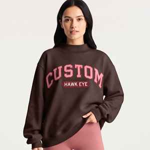 Custom Mock Neck Sweatshirt Mockneck Sweat Shirt <b>Pullover</b> Cotton Fleece Embroidery Logo <b>Jumper</b> Women Oversized Sweatshirt - Product Image 1