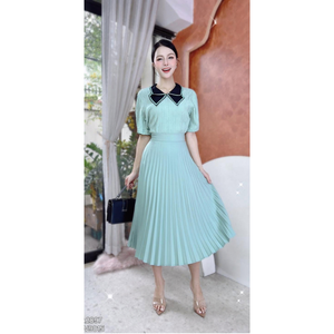 Made in Vietnam ODM All Seasons Women Modal <b>Short</b> <b>Sleeve</b> Raglan <b>Sleeve</b> <b>Blouse</b> <b>with</b> Black Bow <b>Collar</b> Formal Solid Top - Product Image 2