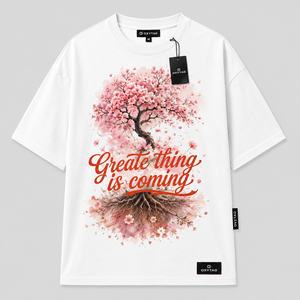 ผู้ผลิตเสื้อยืดคอตตอนพรีเมียมแบบกำหนดเอง เสื้อยืดโอเวอร์ไซส์ลายกราฟิกคุณภาพสูงสำหรับผู้ชายและผู้หญิง ดีไซน์ลายพิมพ์ต้นซากุระสุดอินเทรนด์ - Product Image 4
