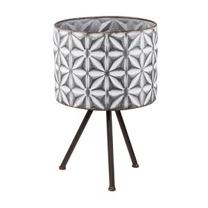 Set di 2 vasi da fiori e fioriere in metallo grigio zincato rotondo - Product Image 5