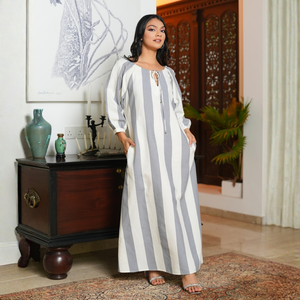 ชุดเดรสแม็กซี่ผ้าฝ้ายลินินทรงหลวมสำหรับผู้หญิงสุดหรู - Product Image 3
