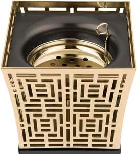 Luxury Black and Gold <b>Bakhoor</b> Burner Contemporary Geometric Metal Incense Censer with Tapered Pedestal for <b>Oud</b> and Frankincense - Product Image 1