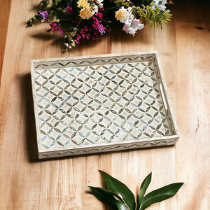 Bandeja con Incrustaciones de Madreperla: Patrón Azul Océano, Bandeja Decorativa para Servir de PERFECT ENTERPRISES - Product Image 3