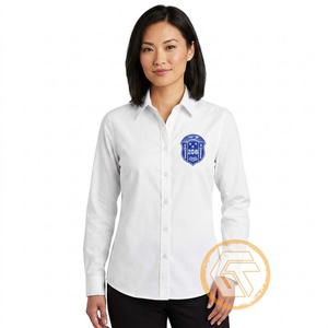 Chemise décontractée pour femme sur mesure ODM, col rabattu, manches raglan, 100% coton, écologique, pour la sororité Zeta Phi Beta - Product Image 1