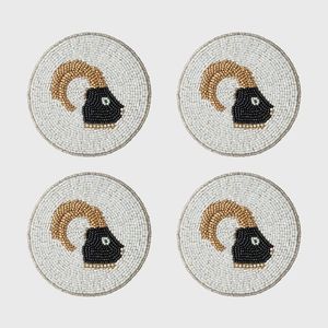 Handmade Ram Head <b>Beaded</b> Coaster <b>Set</b> - Product Image 1