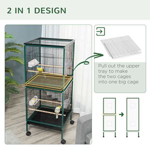 Grande Gabbia per Uccelli da Interno con Larghezza di 1,7 Piedi, Design a Voliera Multiporta per Canarini, Fringuelli, Conure 55 - Product Image 3