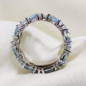 Natural Aquamarine Eternity <b>Ring</b> Minimal Antique Jewelry For Women March Birthstone Stacking Gift Elegant <b>Ring</b> - Product Image 5