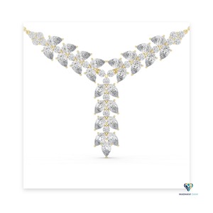 Collier en or jaune 14,02 carats avec diamant de laboratoire en forme de poire, pendentif élégant en or massif 14 carats, bijou statement pour mariage - Product Image 1