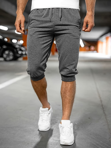 Men's 100% Cotton Quick Dry Gym Bermuda Shorts Solid Color Drawstring Waist Casual Style Pockets Mid Rise Knitted Fabric Front - Product Image 2