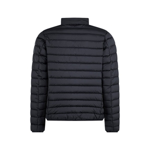 Veste matelassée noire pour homme, vêtement d'extérieur d'hiver, col montant, fermeture éclair, coupe ajustée, coupe-vent. - Product Image 1
