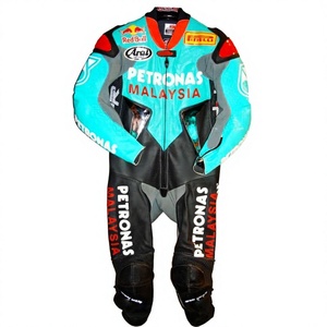 Combinaison de course MotoCP Garry McCoy Petronas 1 pièce en cuir de vachette/crocodile pour moto, combinaison de piste/équitation MotoCp pour motards de niveau - Product Image 1