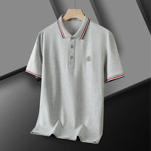 Camiseta de Verano para Hombre, Algodón Peinado, Cuello con Rayas, Manga Corta, Nueva, Casual, de Negocios, Precio Bajo - Product Image 5