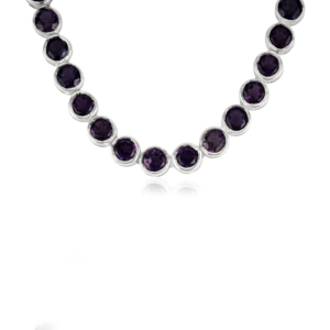 Collar de tenis deslumbrante de plata de ley 925 con amatista natural de corte redondo, piedra de nacimiento de febrero, para mujer, precio al por mayor - Product Image 3