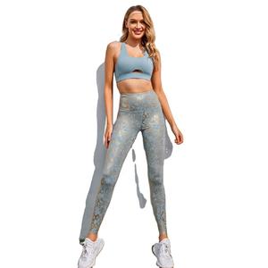 Conjunto de yoga al por mayor para mujer, conjunto de yoga de alta calidad con logo personalizado, ropa deportiva transpirable, sujetador deportivo y leggings para gimnasio, traje de yoga. - Product Image 2