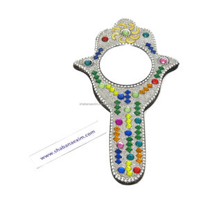 Miroir à main décoratif blanc perlé avec paillettes et perles, travail perlé de qualité supérieure, magnifique miroir de maquillage pour femmes - Product Image 3