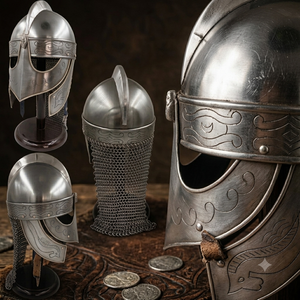 Casque d'armure de roi loup en acier poli nickelé noir, fait main, style chevalier médiéval et guerrier viking, pour cosplay et exposition - Product Image 4