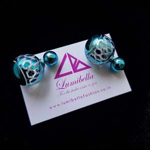 Classic <b>Blue</b> Pearl <b>Stud</b> <b>Earrings</b> for Daily Wear Zinc Alloy with Zircon - Product Image 1