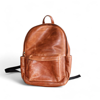 Sac à dos pour ordinateur portable en cuir véritable vintage de haute qualité avec logo personnalisé, fermeture éclair métallique, pour les écoliers, les filles, le travail, les voyages