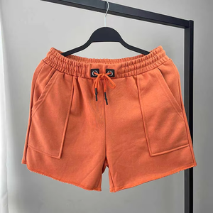 Shorts décontractés en coton pour hommes, taille élastique, cordon de serrage, poches, coupe ample, confortables, shorts streetwear d'été - Product Image 2