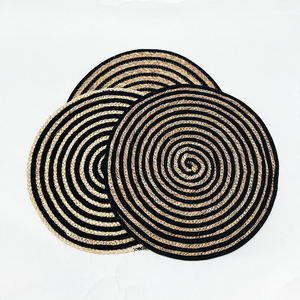 Handmade Eco <b>Black</b> Lollipop Round Cotton Rope and Raffia Table <b>Placemat</b> Woven <b>Placemats</b> for Dining Table Wedding Luxury - Product Image 5