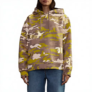 ชุดเซ็ตแทรคสูทลำลองทรงโอเวอร์ไซส์ลายพรางแบบมีซิป พร้อมกางเกงขายาวทรงบานและเสื้อฮู้ดแบบย้อมสีเอซิด สำหรับผู้ชาย รับสั่งทำ - Product Image 1