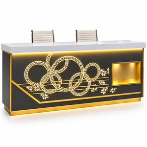 Comptoir de buffet King International moderne classique noir et or en acier inoxydable éclairé |   Service de traiteur de luxe pour hôtels et mariages - Product Image 6