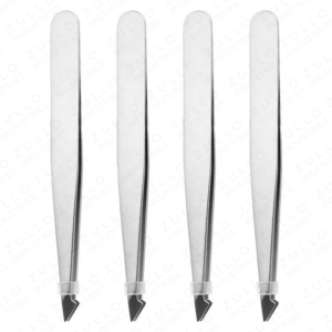 4 Piece Stainless Steel Eyebrow Tweezers Set Slanted Pointed Mini Precision Hair Removal <b>Tools</b> Custom Color Logo - Product Image 3