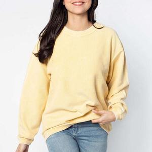 Sudadera de cuello redondo de pana color carbón para mujer, con bordado de chenilla y cordón, extragrande, personalizada OEM, al por mayor - Product Image 5