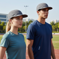 Casquette de course unisexe en nylon gris, respirante, légère, à séchage rapide, non structurée, de haute qualité, à 5 panneaux, visière de camping
